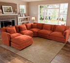 ELUCHANG 114" Oversized Modular Sectional Sofa, Comfy Chenille Cloud Couch, 6-Seater V Shaped Modern Deep Seat Sofa w/Removable Covers for Living Room, Bedroom, DIY Combination - Terracotta