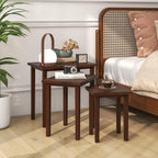 Giantex Nesting Tables Set of 3, Farmhouse Stacking Side Table with Rubber Legs, Wooden Rectangle Accent End Table, Nesting Coffee Tables for Living Room Bedroom (Walnut)