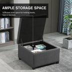 31x27x18inch 500lb Premium Quality Tufted Leather Storage Ottoman LiftTop Superior Metal Hinge Crafted Rubberwood FFor rame Beige