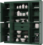 Palace Imports Solid Wood Storage Cabinet - 71.5" Tall, 65" Wide Freestanding Kitchen Pantry with 2-Drawer Kit & Adjustable Shelves – Green, Renewable Eco-Friendly 100% Wood, Made in Brazil