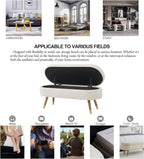 IAFIKE Oval Storage Bench 43.5" Ottoman Bench Upholstered Boucle Fabric Footrest Bench with Golden Metal Legs End of Bed for Bedroom, Living Room, Entryway,Bed Side (Beige)