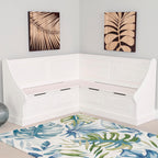 Linon Harris White Corner Breakfast Nook - Nook Only, Table is NOT included! 20.88D x 61.88W x 36.63H in