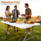 6ft Folding Table Heavy Duty 350 LBS Capacity Foldable Table with 18% Thicker HDPE Waterproof Top & Reinforced Steel Frame, Portable Fold-in-Half Table for Outdoor Indoor Party Wedding Camping