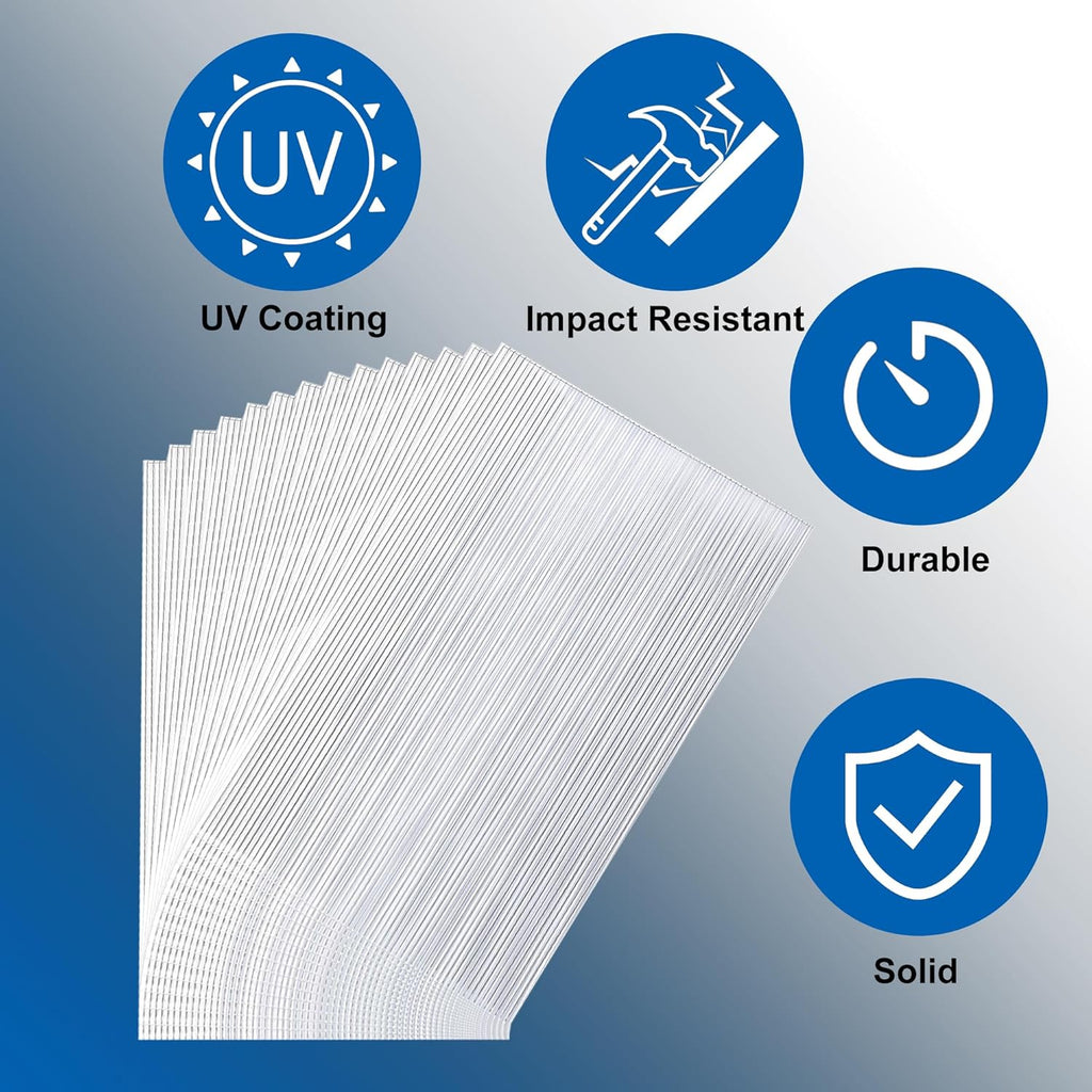 20 Pcs 2' x 4' x 0.15'' Polycarbonate Greenhouse Panels, Twin-Wall Roof Panels Waterproof UV Protected Corrugated Plastic for Greenhouse, Plant Stand Roof (20)