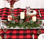 20 Inch Christmas Candle Holder Centerpiece with 3 Candle Holders, Pine Cones, Red Berry Table Accent for Festival Home Decoration