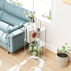 Clear Acrylic Narrow Side Table for Small Spaces, 15.75" L x 7.87" W x 26.7" H, 3 Tier Rectangle Slim End Table Nightstand, Small Mini Skinny Bedside Table for Bedroom, Bathroom, Living Room