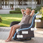 Rilyson Wicker Rocking Chair Swivel Chairs - 2 Piece Rocker Patio Chairs Set Rattan Rocking Chair for Outdoor Porch Deck Garden Backyard (Brown/Beige)