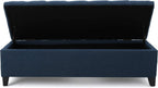 Christopher Knight Home Ottilie Fabric Storage Ottoman, Dark Blue, 17.75"D x 51.5"W x 15.75"H