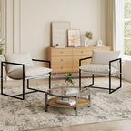 Kromax Sling Accent Chair, Set of 2, Cozy Living Room Chairs, Beige | Cozy Living Room Chairs, Square Metal Frame, Upholstered Soft Cushion, Sponge, 27.6"x27.6“x32.3, Easy Assembly
