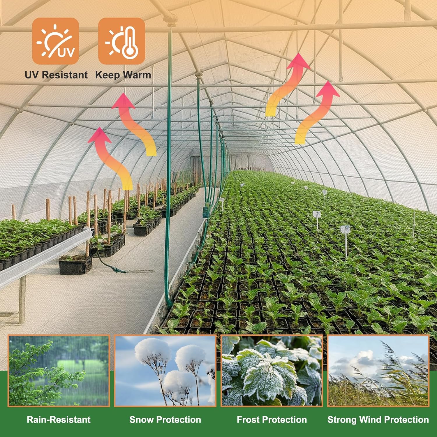 18 Mil Greenhouse Cover, 10x10 FT Clear Heavy Duty Greenhouse Tarp, UV Resistant Waterproof Green House Plastic Covering with Grommets for Garden, Farms, Nursery