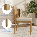 GarveeHome Rattan Dining Chairs Set of 6, French Country Kitchen Chairs with Rattan Back, Modern Mid Century Dining Room Chair with Wooden Legs for Dining Room/Kitchen/Bedroom/Living Room, Natural