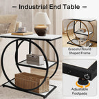 AT-VALY Pair of 2 Side Table with Storage Shelves,3-Tier End Table, Small Sofa Side Table for Living Room, Bedroom (Black)