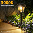 Solar Pathway Lights Outdoor 8 Pack Solar Lights Outdoor Waterproof 3000K Warm White Tungsten Filament Bulb for Yard Garden Landscape Path Driveway Lawn