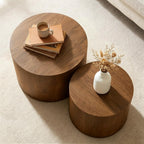 Round Coffee Table Set of 2,Modern Nesting Center Table with Non-Slip Feet | Minimalist Wood Center Table for Living Room, Bedroom, Office, Small Space, No Assembling,Beige