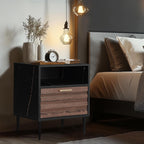 GIA Home Furniture Series Walnut Nightstands Set of 2, Faux Black Walnut Marble End Table for Living Room, Bedroom