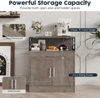 SUNLEI Kitchen Buffet Sideboard Cabinet, Storage Cabinets with 2 Doors and 1 Drawers, Open Storage & Adjustable Shelf, Farmhouse Coffee Bar Cabinet with Storages for Kitchen, Rustic Grey