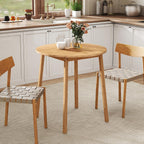 Giantex 27.5-Inches Bamboo Dining Table for 2-4, Round Dinner Tables with Non-Slip Foot Pads, Farmhouse Small Kitchen Table for Dining Room, Living Room, Dinette, Apartment (Round)