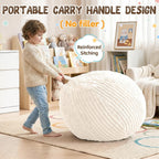 Bean Bag Cover No Filler Stuffed Animal Storage Bean Bag Chair Cover | Soft Faux Rabbit Fur,Non-Slip Bottom,Durable Zipper,Fill with Plush Toys or Blankets,for Adults Teens Kids Girls,Ivory