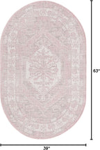 Unique Loom Outdoor Traditional Collection Area Rug - Valeria (3' 3" x 5' 3" Oval, Pink/ Ivory)