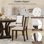 Bellemave Extendable Dining Table Set for 4, 5-Piece Retro Round Table Set with 4 Upholstered Chairs, Round Table with a 16" W Leaf, Oval Kitchen Table Set with Extendable Table (Espresso)