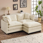 SoarFlash 77.95" Chenille L Shaped Modular Sofa with Ottoman,Beige