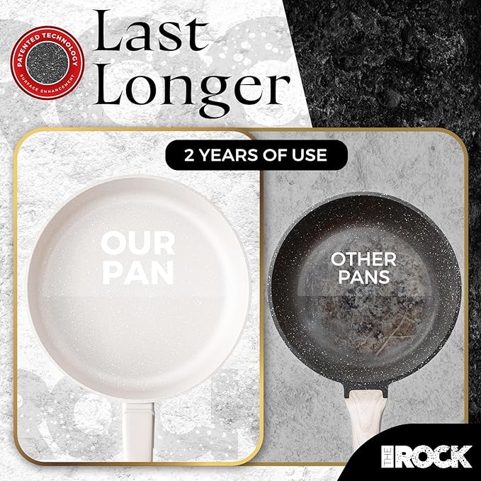 THE ROCK SOHO 11-Inch Ceramic Non Stick Frying Pan – Nothing Sticks, Never Warps, Lasts Longer, Non Toxic Skillet with Heat-Resistant Handle, PTFE PFOA & PFAS Free, Oven & Dishwasher Safe, Cream