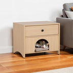 Furniture of America Cole Mid-Century Modern 22-Inch Rectangular Side Table with Drawer, Pet-Friendly Wooden Small Nightstand for Bedroom, Living Room, Home Office, Small Spaces, Natural