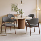 MALOL Wooden Dining Chairs Set of 4, Modern Fabric Upholstered Dining Room Chair, Kitchen Side Chairs, Farmhouse Dinner Chair with Curved Open Back for Kitchen, Grey