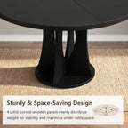 Einhomn 43-59" Extendable Round Dining Table, Kitchen Table for 4-8, Farmhouse Circle Dining Room Table with Removable Leaves,Hidden Storage, Space Saving Wood Kitchen & Dining Room Furniture, Black