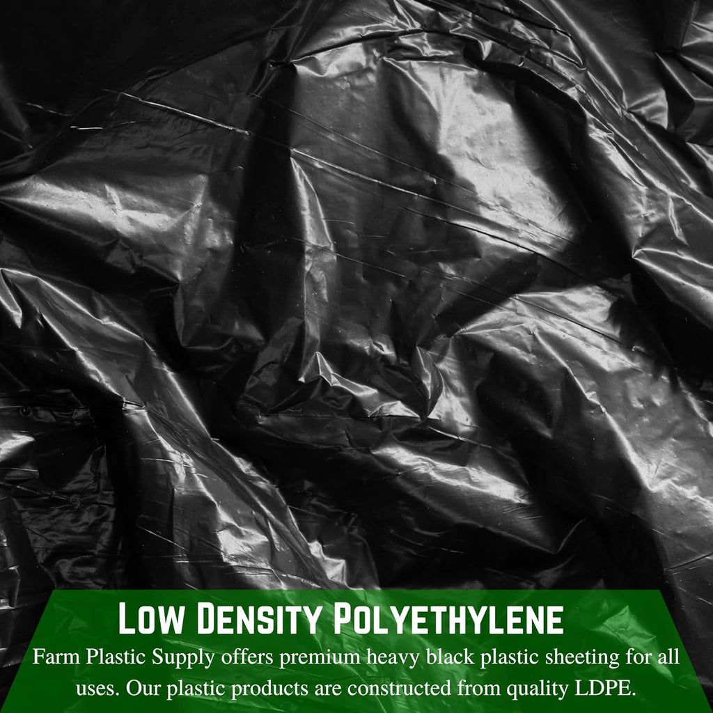 Farm Plastic Supply - Black Plastic Sheeting - 10 mil - (5' x 100') - Black Plastic Tarp, Polyethylene Vapor Barrier Sheeting, Painters Tarp