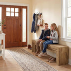 Tribesigns 71'' Extra Long Shoe Storage Bench,Mid-Century Modern Entryway Bench,Indoor Wooden End of Bed Bench for Hallway,Bedroom,Living Room (Light Brown)