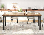 79 Inch Industrial Dining Table, Large Rectangle Kitchen Table with Metal Legs, Round Corners, Wooden Conference Tables Writing Desk for Dining Room, Living Room, Retro Brown