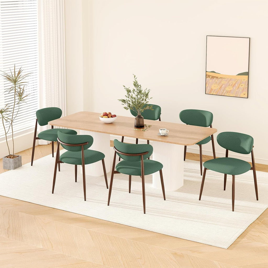MALOL Upholstered Dining Room Chairs Set of 2, Kitchen Chairs with Metal Legs and Anti Slip Pads, Curved Back Dining Chair for Home and Restaurant Use, Green