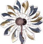 Sunnydaze Metallic Pinwheel Metal Garden Wind Spinner - Removable Pole Sections for Adjustable Height - Dual-Motion Blades - 84.5" H