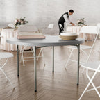 Flash Furniture 4 ft Plastic Round Folding Table, Dark Gray | Durable Construction, Commercial Use