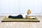Leewadee - Foldable Floor Mattress - Japanese Roll Up Futon -Trifold Tatami Mat- Guest Floor Bed - Camping Mattress - Thai Massage Mat, Kapok Filled, 75 x 57 inches, Brown Green