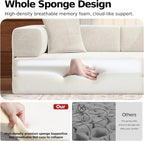MoonSpeak 78.8'' Futon Sofa Bed, Couches for Living Room | Corduroy Convertible Futon Sofa Bed with Storage Pocket, Modular Sleeper Couch in a Box, No Assembly (White)