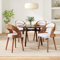 Farini Wood Dining Chairs, Set of 4 Modern Upholstered Dining Chairs with Curved Backrest for Kitchen, Dining Room, Living Room, Light Grey