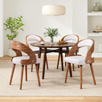 Farini Wood Dining Chairs, Set of 4 Modern Upholstered Dining Chairs with Curved Backrest for Kitchen, Dining Room, Living Room, Light Grey
