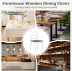 Giantex Dining Chairs, Wooden Armless Kitchen Chairs with Solid Rubber Wood Legs, Farmhouse Ladder Back Dining Chairs for Dining Room (2, White+Gray)