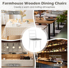 Giantex Dining Chairs, Wooden Armless Kitchen Chairs with Solid Rubber Wood Legs, Farmhouse Ladder Back Dining Chairs for Dining Room (4, White+Gray)
