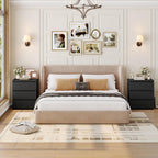 FOTOSOK Nightstands Set of 2, Black Nightstand with 3 Drawers for Bedroom | Black Nightstand Set of 2 for Bedroom, Handless Bedside Table with Silent Design, Side End Table for Small Spaces/Apartment