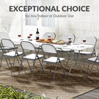 Simple Deluxe Foldable Table - Heavy Duty Portable Plastic Top & Steel Legs, Built-in Handle for Indoor Outdoor Party, Camping, Adjustable Height (22"/30"/36"), White 8FT