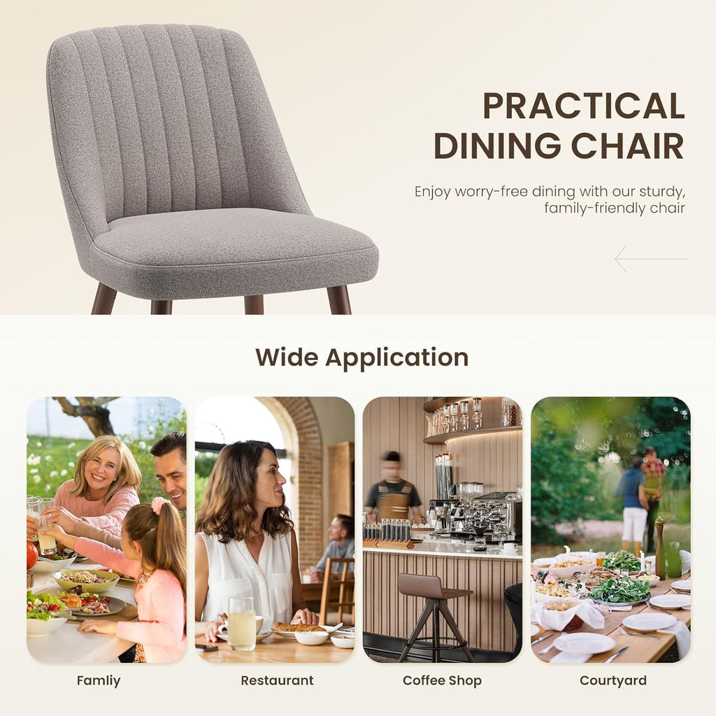 MALOL Upholstered Dining Chairs Set of 2, Modern Fabric Kitchen Chairs with Back, Wood Legs for Kitchen Dining Room Restaurant, Taupe