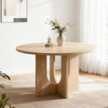 Modern Round Dining Table for 4, Farmhouse 47.3inh Kitchen Table for Dining Room, Living Room, Light Oak