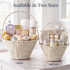 Best Choice Products Woven Large Gift Basket For DIY Halloween Boo Baskets, Holiday Gifts & Celebrations, Storage Wicker Basket w/Collapsible Handle, Tapered, Hyacinth, Basket Only, 20In - White