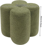 Pouf Ottoman, Flower Footrest Vanity Stool, 14.96"x15.74" Footstool Ottomans, Decorative Floor Poufs Foot Rest for Couch Bedroom Living Room Makeup Room Entryway (Green)