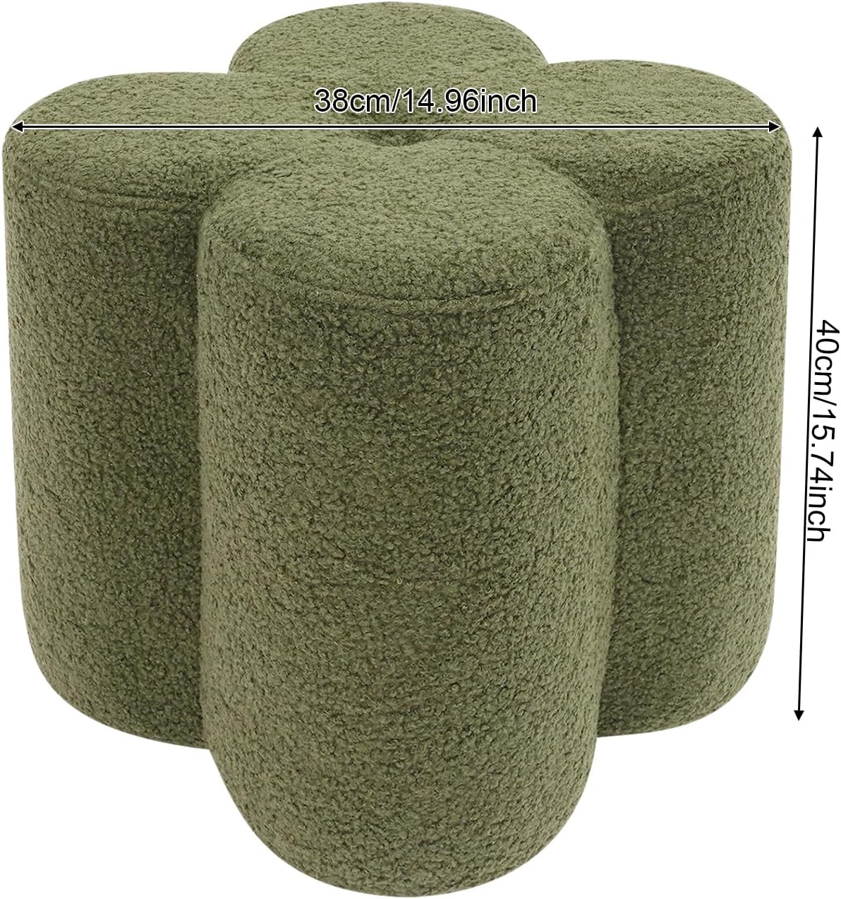 Pouf Ottoman, Flower Footrest Vanity Stool, 14.96"x15.74" Footstool Ottomans, Decorative Floor Poufs Foot Rest for Couch Bedroom Living Room Makeup Room Entryway (Green)