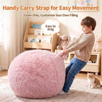 Stuffed Animal Storage Bean Bag Chair Cover, Soft Bean Bag Cover | Fluffy Faux Fur Stuffed Animal Storage Chair, Non-Slip Bottom, Fill with Plush Toys or Blankets, for Kids Teens Adults Girls