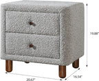 Grey Boucle 2-Drawer Upholstered Nightstand,for Small Spaces